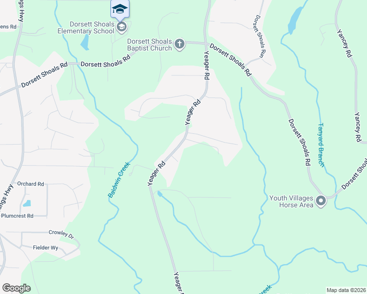 map of restaurants, bars, coffee shops, grocery stores, and more near 4752 Yeager Road in Douglasville