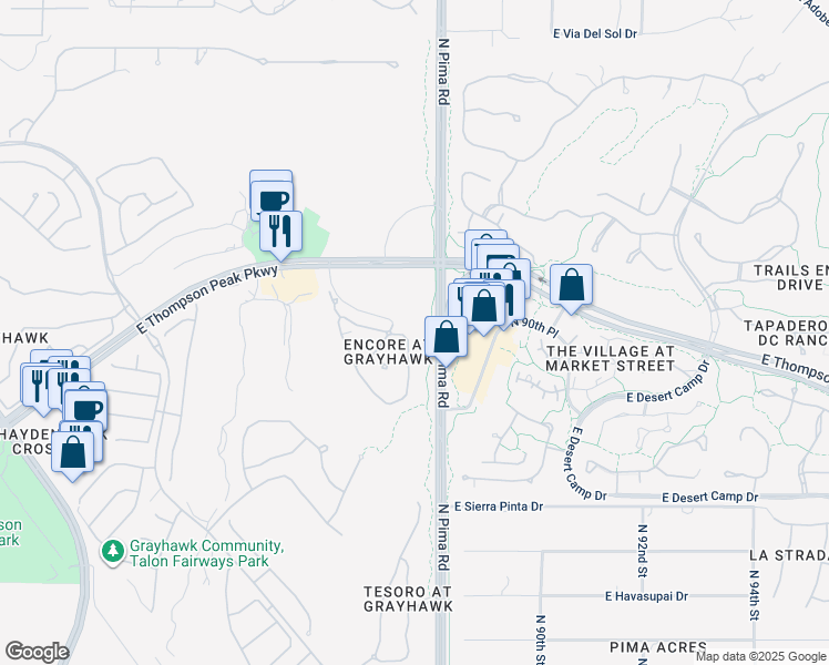 map of restaurants, bars, coffee shops, grocery stores, and more near 20750 North 87th Street in Scottsdale