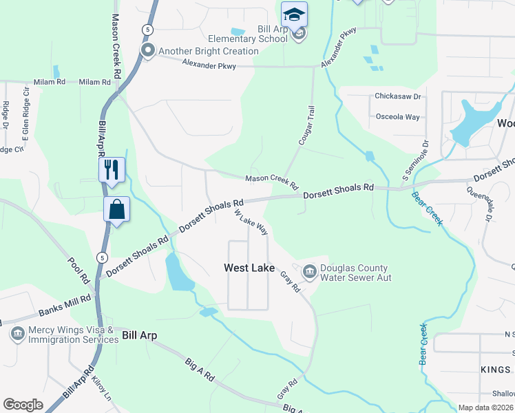 map of restaurants, bars, coffee shops, grocery stores, and more near 6741 Dorsett Shoals Road in Douglasville