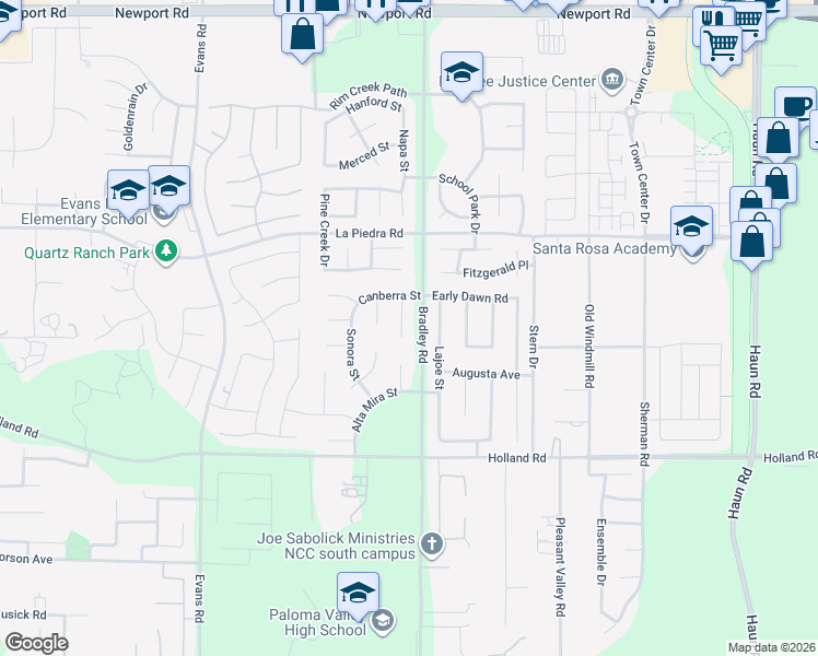 map of restaurants, bars, coffee shops, grocery stores, and more near 30686 Tierra Linda Court in Menifee