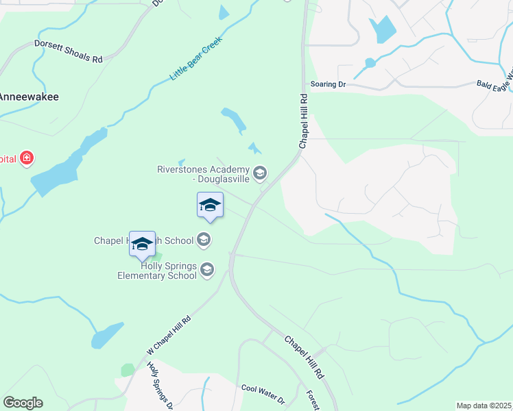 map of restaurants, bars, coffee shops, grocery stores, and more near 4840 Chapel Hill Road in Douglasville