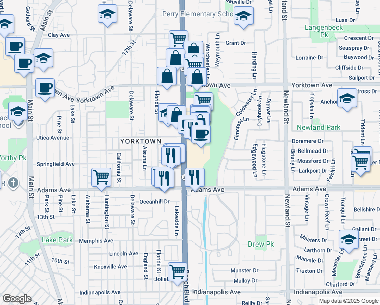 map of restaurants, bars, coffee shops, grocery stores, and more near 19810 State Route 39 in Huntington Beach