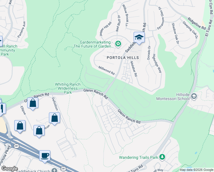 map of restaurants, bars, coffee shops, grocery stores, and more near 1552 Sunset View Drive in Trabuco Canyon