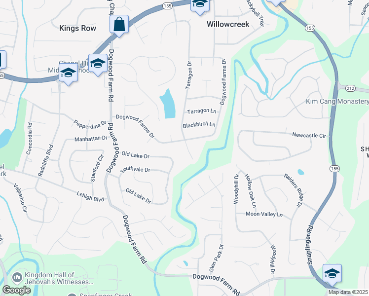 map of restaurants, bars, coffee shops, grocery stores, and more near 3653 Tarragon Drive in Decatur