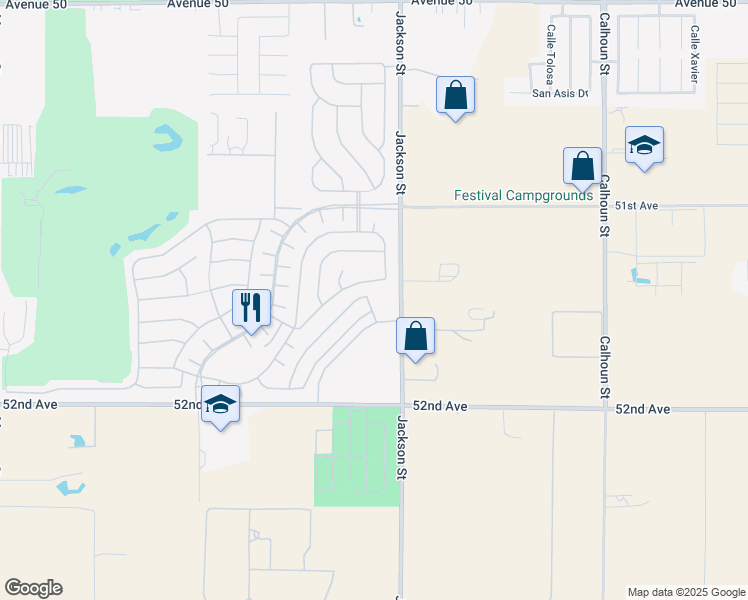 map of restaurants, bars, coffee shops, grocery stores, and more near 51432 Mastic Way in Indio