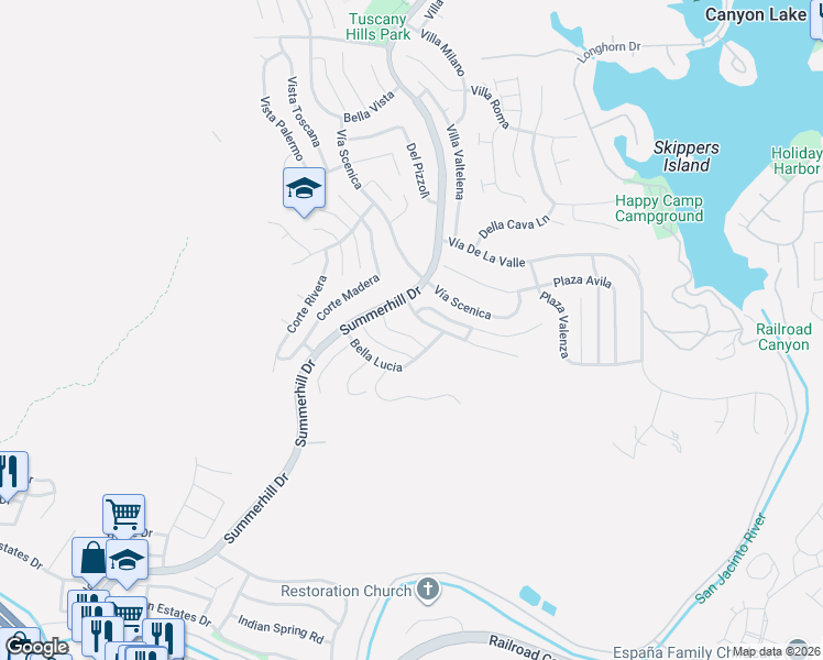map of restaurants, bars, coffee shops, grocery stores, and more near 5 Bella Aliza in Lake Elsinore