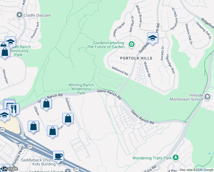 map of restaurants, bars, coffee shops, grocery stores, and more near 1672 Sunset View Drive in Lake Forest