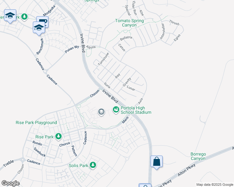 map of restaurants, bars, coffee shops, grocery stores, and more near 61 Iluna in Irvine