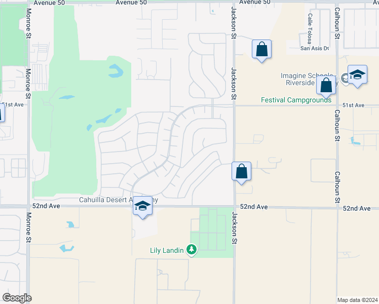 map of restaurants, bars, coffee shops, grocery stores, and more near 51375 Charlbury Street in Indio