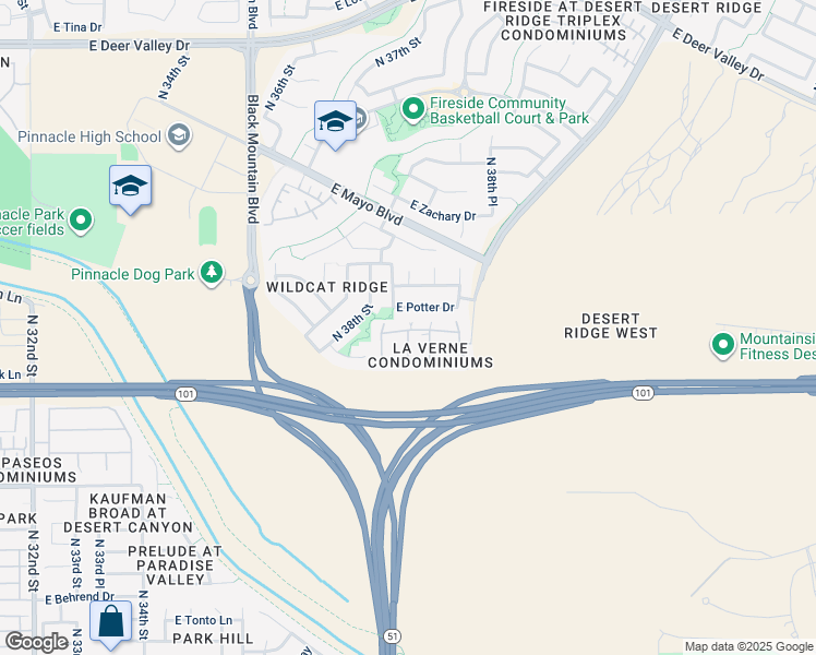map of restaurants, bars, coffee shops, grocery stores, and more near 20660 North 40th Street in Phoenix