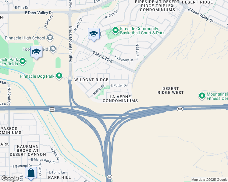 map of restaurants, bars, coffee shops, grocery stores, and more near 20660 North 40th Street in Phoenix
