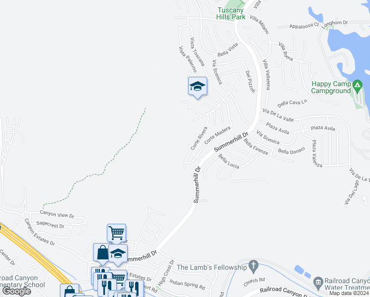 map of restaurants, bars, coffee shops, grocery stores, and more near 11 Corte Raffini in Lake Elsinore