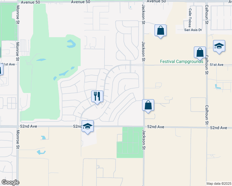map of restaurants, bars, coffee shops, grocery stores, and more near 51375 Charlbury Street in Indio