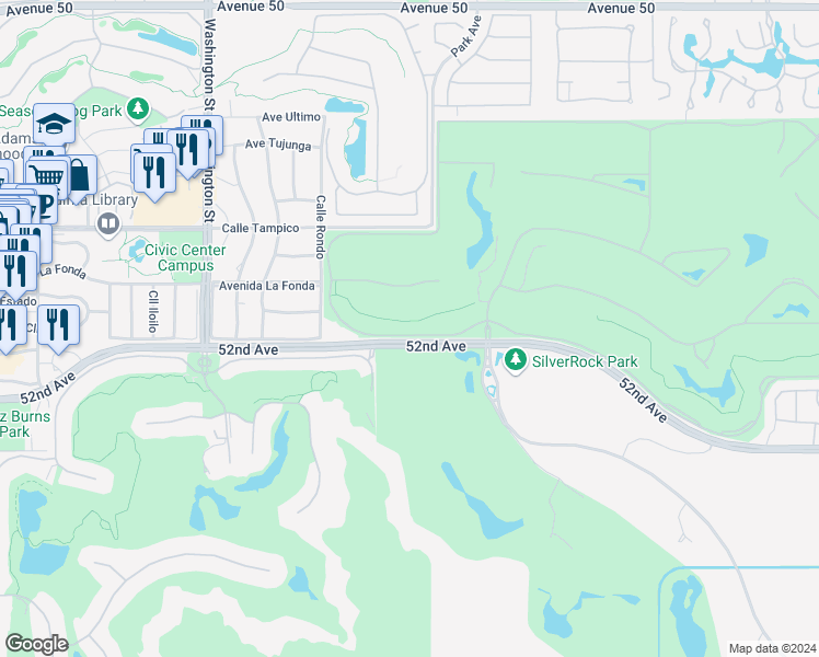 map of restaurants, bars, coffee shops, grocery stores, and more near 78870 Citrus in La Quinta