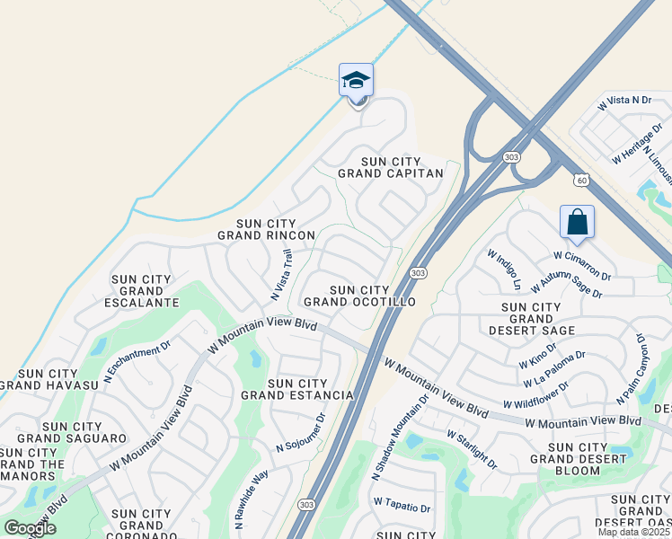 map of restaurants, bars, coffee shops, grocery stores, and more near 16480 West Chuparosa Lane in Surprise