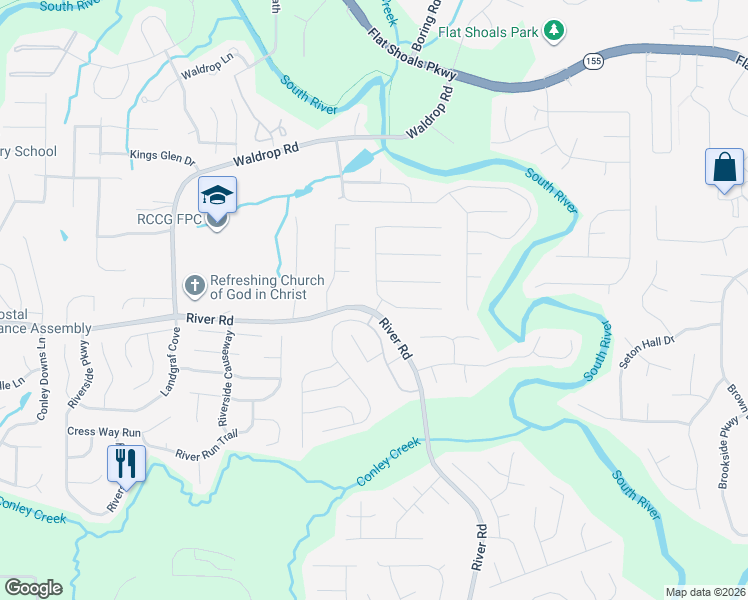 map of restaurants, bars, coffee shops, grocery stores, and more near 3667 Patti Parkway in Decatur