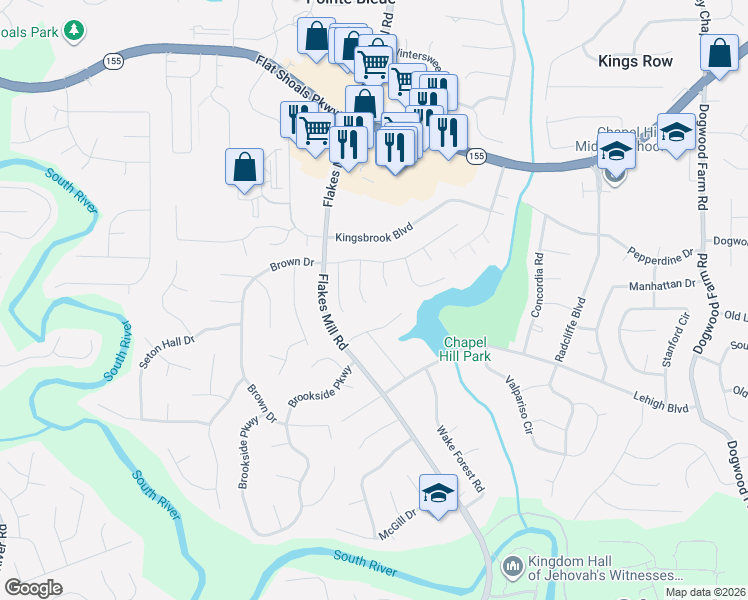 map of restaurants, bars, coffee shops, grocery stores, and more near 3654 Silver Springs Court in Decatur