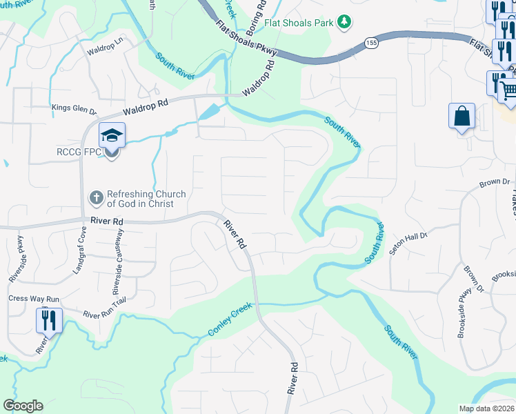 map of restaurants, bars, coffee shops, grocery stores, and more near 3720 Patti Parkway in Decatur