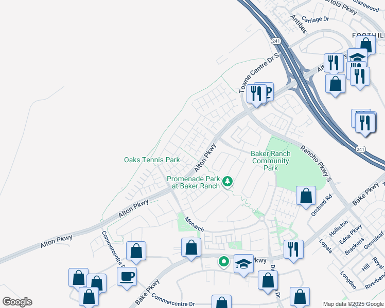 map of restaurants, bars, coffee shops, grocery stores, and more near 48 Castellana in Lake Forest
