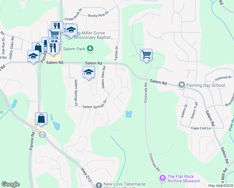 map of restaurants, bars, coffee shops, grocery stores, and more near 3693 Walnut Creek Way in Stonecrest