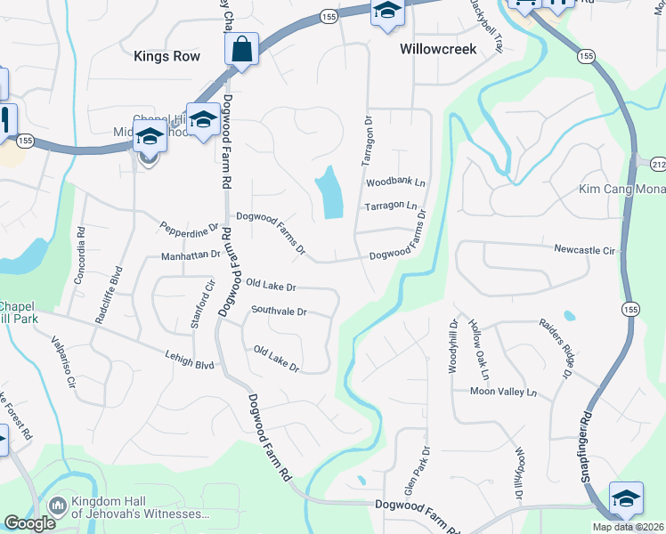 map of restaurants, bars, coffee shops, grocery stores, and more near 4381 Dogwood Farms Drive in Decatur