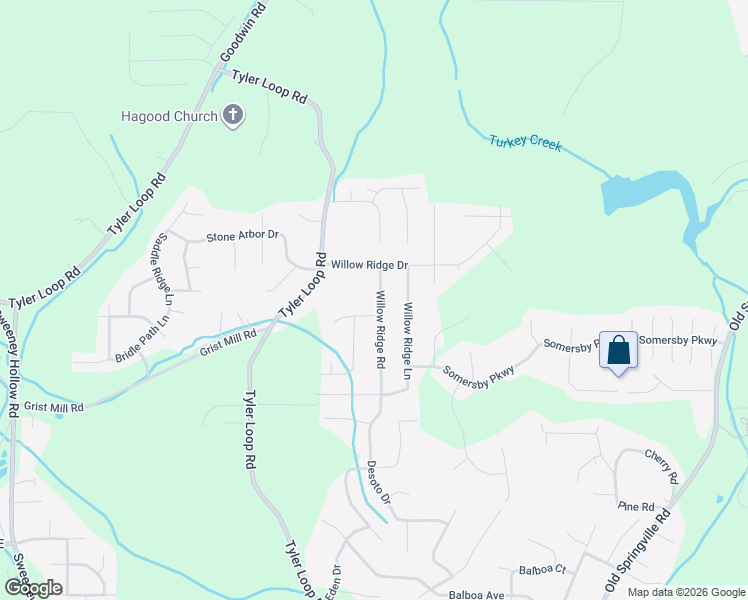 map of restaurants, bars, coffee shops, grocery stores, and more near 5160 Willow Ridge Circle in Dixiana