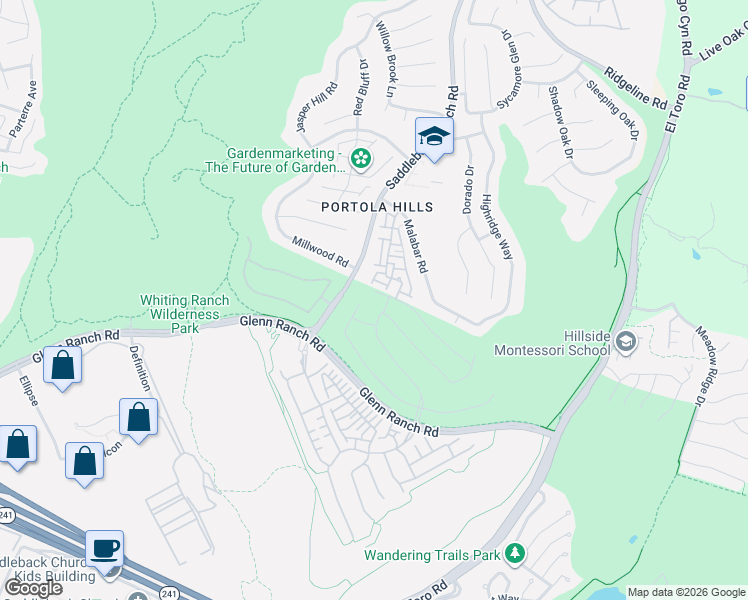 map of restaurants, bars, coffee shops, grocery stores, and more near 2592 Highland Oak Court in Lake Forest