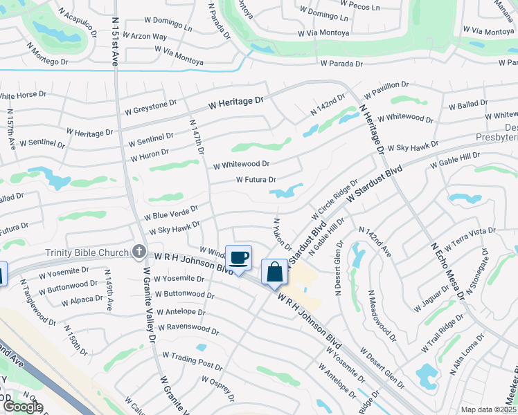 map of restaurants, bars, coffee shops, grocery stores, and more near 14420 West Sky Hawk Drive in Sun City West
