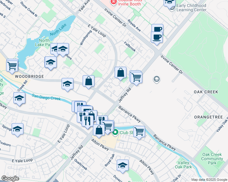 map of restaurants, bars, coffee shops, grocery stores, and more near 50 Eastshore in Irvine