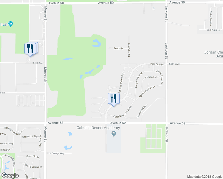 map of restaurants, bars, coffee shops, grocery stores, and more near 51450 Clubhouse Drive in Indio