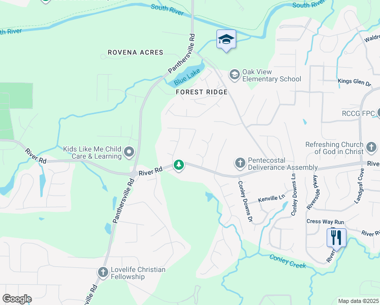 map of restaurants, bars, coffee shops, grocery stores, and more near 2868 Green Marsh Court in Decatur