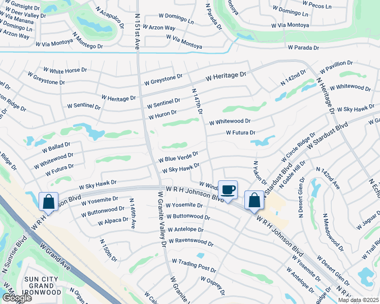 map of restaurants, bars, coffee shops, grocery stores, and more near 14722 W Blue Verde Dr in Sun City West