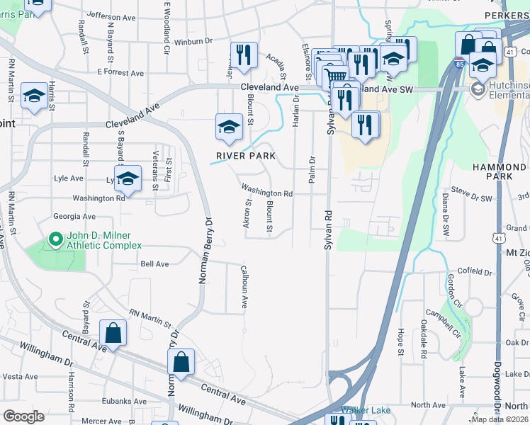 map of restaurants, bars, coffee shops, grocery stores, and more near 2931 Blount Street in Atlanta