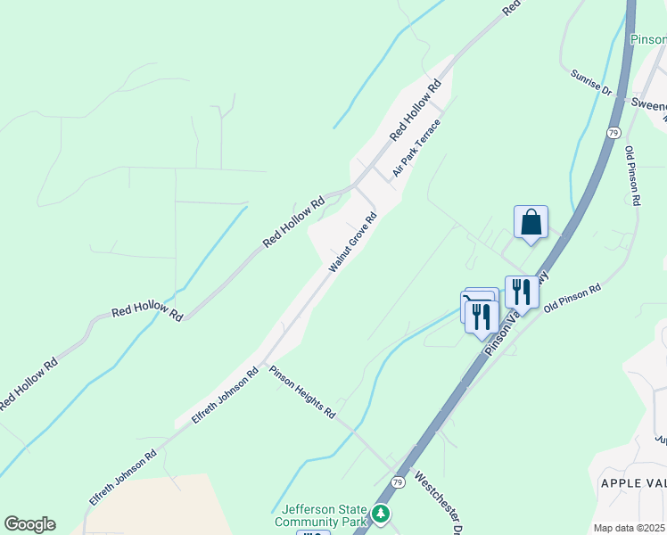 map of restaurants, bars, coffee shops, grocery stores, and more near 5778 Walnut Grove Road in Birmingham