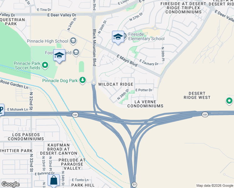 map of restaurants, bars, coffee shops, grocery stores, and more near 20725 North 37th Way in Phoenix