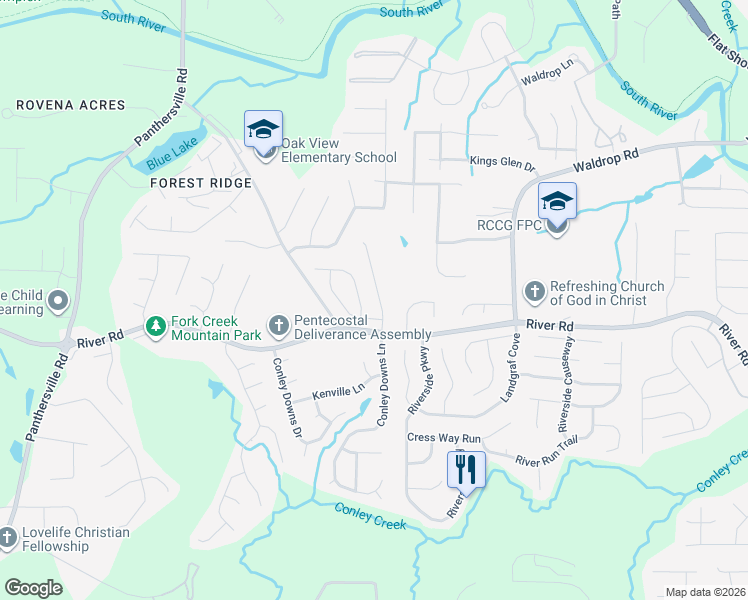 map of restaurants, bars, coffee shops, grocery stores, and more near 3680 Gray Birch Drive in Decatur