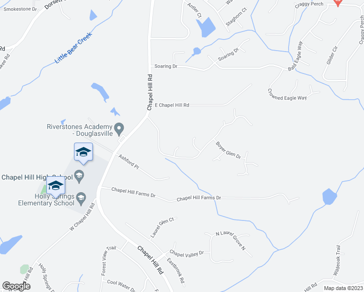 map of restaurants, bars, coffee shops, grocery stores, and more near 4680 Woodglen Court in Douglasville