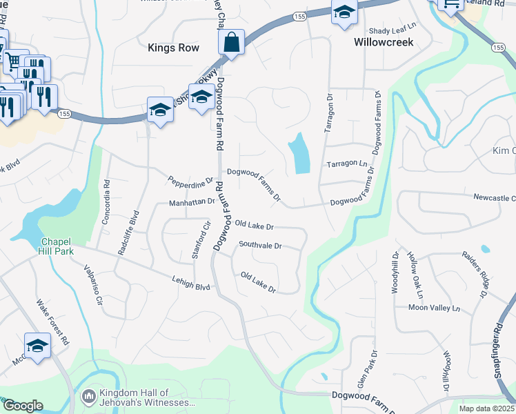 map of restaurants, bars, coffee shops, grocery stores, and more near 3650 Dogwood Farm Road in Decatur