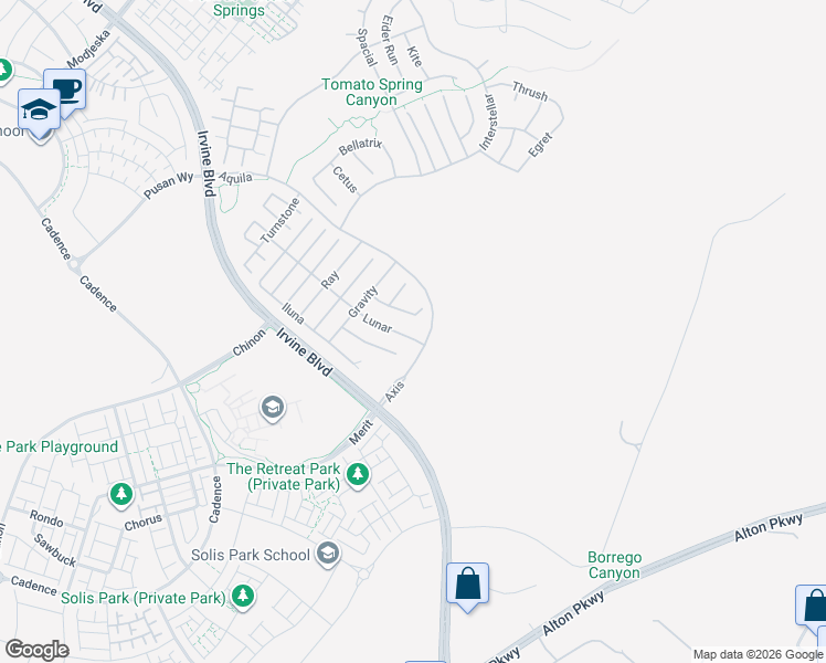 map of restaurants, bars, coffee shops, grocery stores, and more near 83 Lunar in Irvine