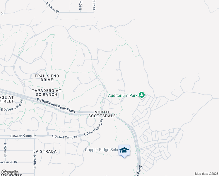 map of restaurants, bars, coffee shops, grocery stores, and more near North Arroyo Way in Scottsdale