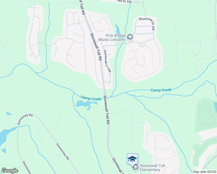 map of restaurants, bars, coffee shops, grocery stores, and more near 2918 Stonewall Lane Southwest in Atlanta