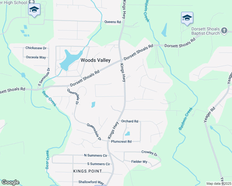 map of restaurants, bars, coffee shops, grocery stores, and more near 6126 Knights Lane in Douglasville