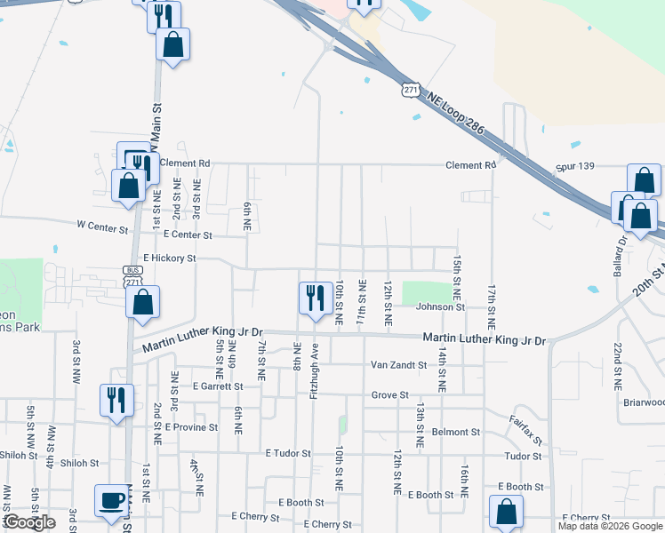 map of restaurants, bars, coffee shops, grocery stores, and more near 951 East Hickory Street in Paris