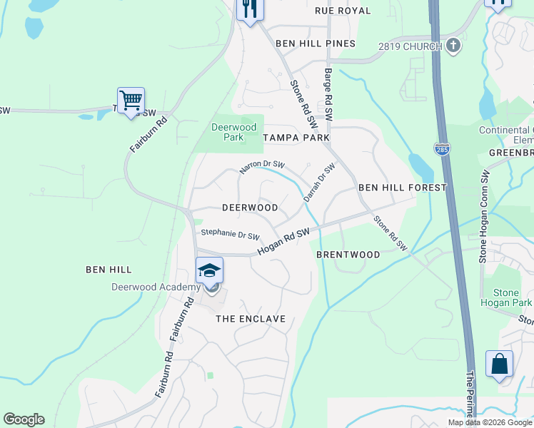 map of restaurants, bars, coffee shops, grocery stores, and more near 3709 North Camp Creek Parkway Southwest in Atlanta