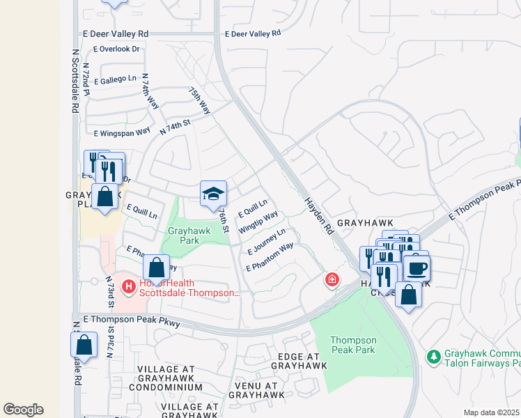 map of restaurants, bars, coffee shops, grocery stores, and more near 7722 Wingtip Way in Scottsdale