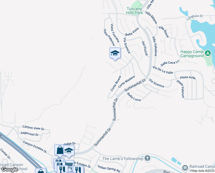 map of restaurants, bars, coffee shops, grocery stores, and more near 7 Corte Raffini in Lake Elsinore