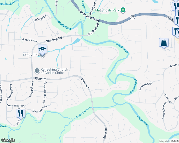 map of restaurants, bars, coffee shops, grocery stores, and more near 3720 Patti Parkway in Decatur