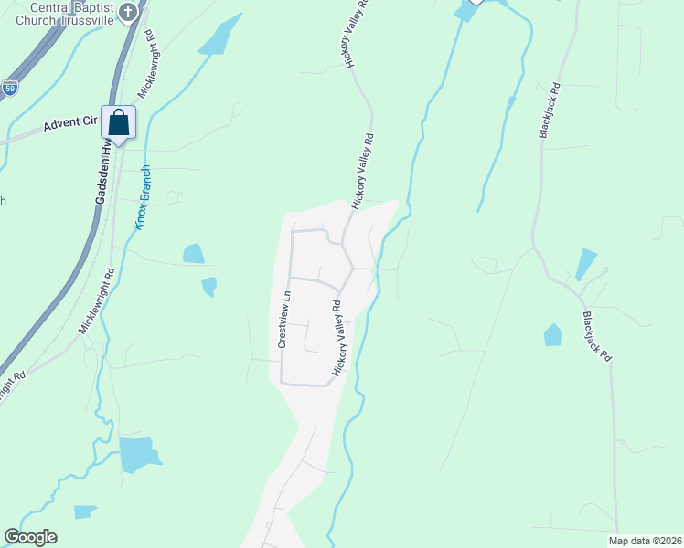 map of restaurants, bars, coffee shops, grocery stores, and more near 990 Hickory Valley Road in Trussville