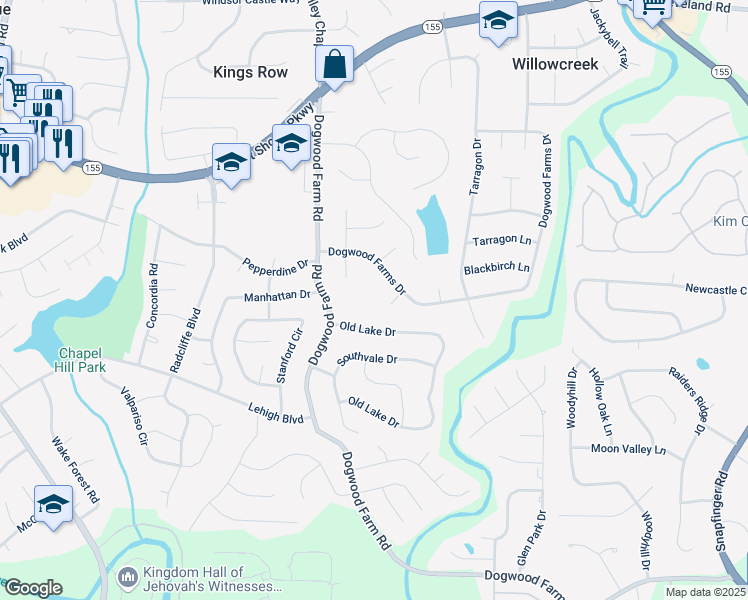 map of restaurants, bars, coffee shops, grocery stores, and more near 3650 Dogwood Farm Road in Decatur
