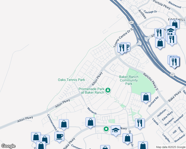 map of restaurants, bars, coffee shops, grocery stores, and more near 42 Castellana in Lake Forest